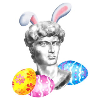 David Statue Head With Bunny Ears Sticker