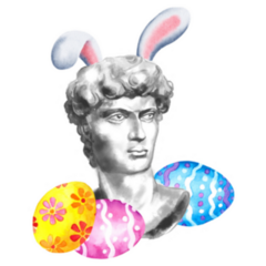 David Statue Head With Bunny Ears Sticker
