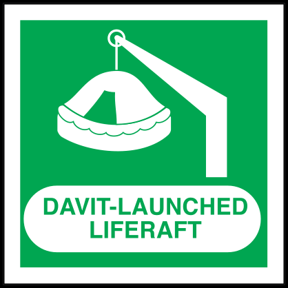 Davit-Launched Liferaft Sign Sticker