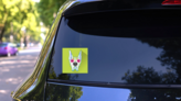 Day Of The Dead Boxer Dog Sticker on a Rear Car Window (New) example