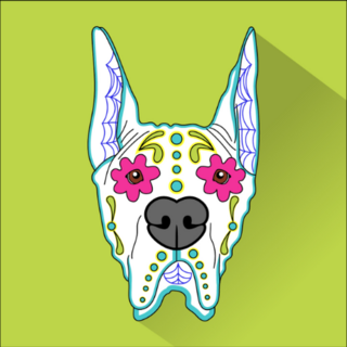 Day Of The Dead Boxer Dog Sticker