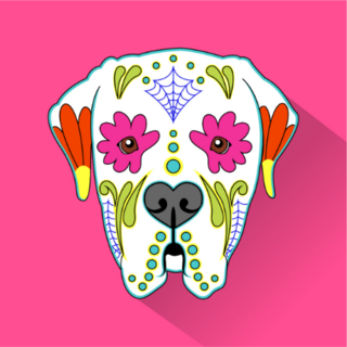 Day Of The Dead Dog Head Sticker