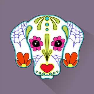 Day Of The Dead Dog Sugar Skull Sticker