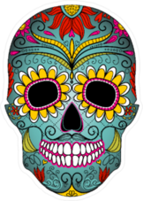 Day Of The Dead Skull With Floral Ornament Sticker