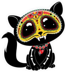 Day Of The Dead Small Black Cat Sticker