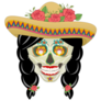 Day of the Dead Sugar Skull wearing Sombrero Hat Sticker