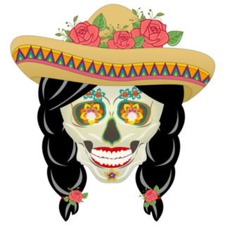 Day of the Dead Sugar Skull wearing Sombrero Hat Sticker