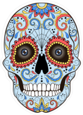 Day Of The Dead Sugar Skull With Vivid Ornaments Sticker