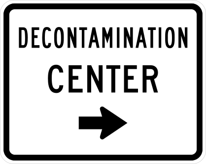 Decontamination Center To Right Sticker