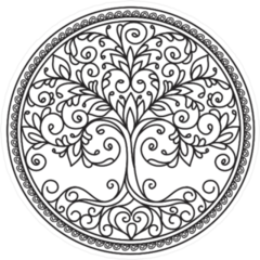 Decor Mandala Tree With Leaves In A Circle Sticker