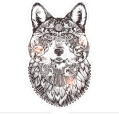 Decorated Wolf Head Sticker