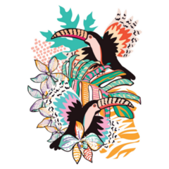 Decoration With Tropical Leaves And Minimalist Organic Shapes Stickers