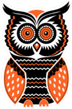 Decorative Black and Orange Owl Sticker