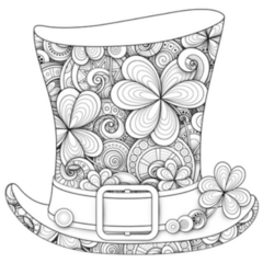 Decorative Black and White Leprechaun Hat Sticker