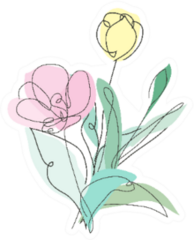Decorative Hand Drawn Tulip Flowers In Pastel Sticker