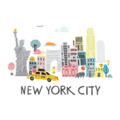 Decorative Landscape Of New York City With Symbols Sticker