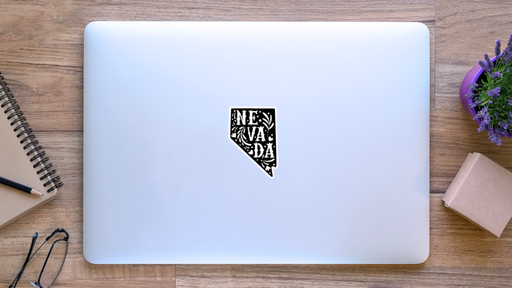 Decorative Nevada State Transfer Sticker on a Laptop (New) example