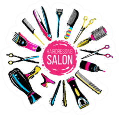 Decorative Set Of Hairdresser Equipment Tools Hairdressing Sticker