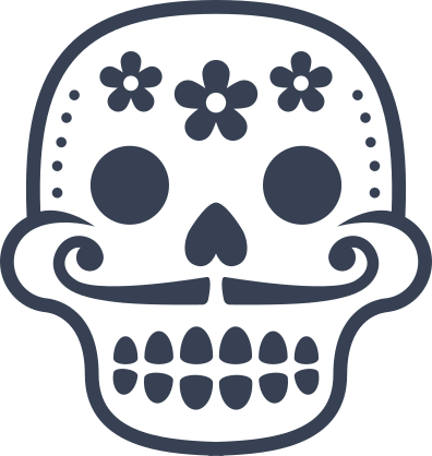 Decorative Smiling Skull with Mustache Sticker