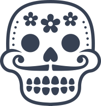 Decorative Smiling Skull with Mustache Sticker