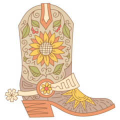 Decorative Sunflower Cowboy Boots With Spur Sticker