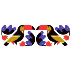 Decorative Toucans Exotic Flowers Sticker