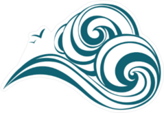 Decorative Waves and Birds Sticker