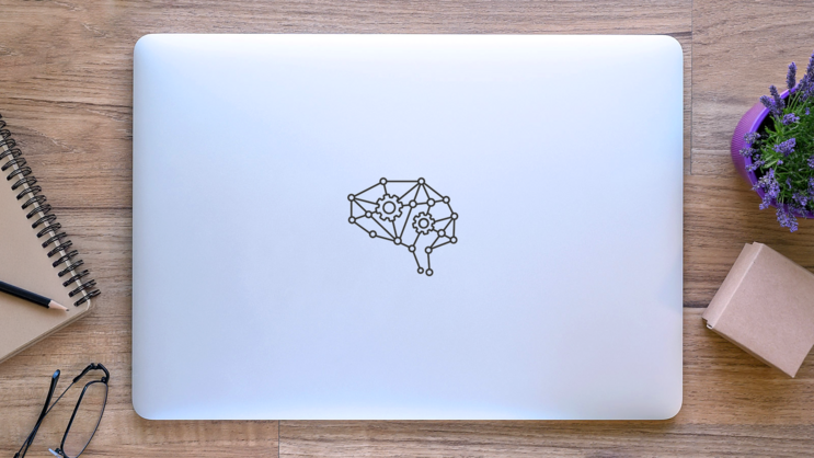 Deep Learning Linear Icon Brain Sticker on a Laptop (New) example