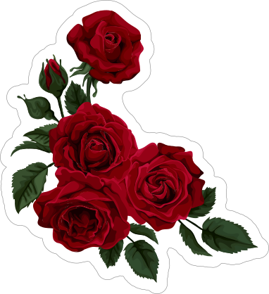 Deep Red Roses Flower Stickers