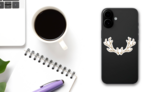 Deer Antlers Illustration Sticker on a Phone (New) example