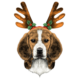 Deer Beagle Christmas Sticker