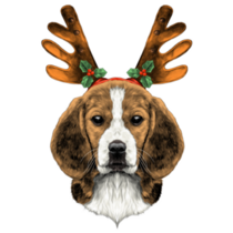 Deer Beagle Christmas Sticker