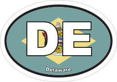 Delaware De State Flag Oval Sticker