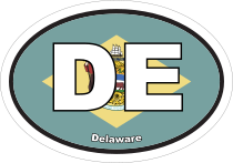 Delaware De State Flag Oval Sticker