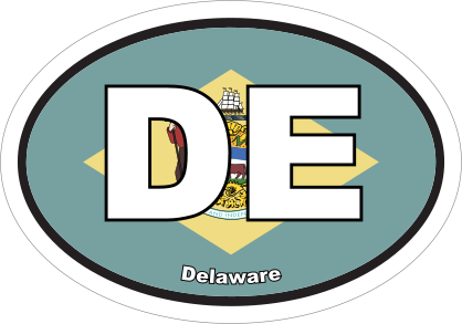 Delaware De State Flag Oval Sticker