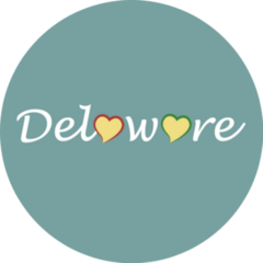Delaware Heart Lettering Teal Sticker