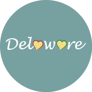 Delaware Heart Lettering Teal Sticker