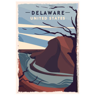 Delaware Retro Poster Sticker