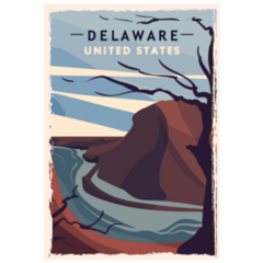 Delaware Retro Poster Sticker