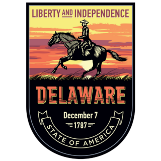 Delaware State Emblem with Sunset Sticker