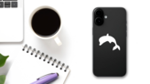 Delicate Dolphin Sticker on a Phone (New) example