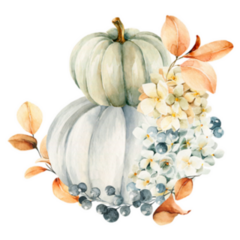 Delicate Watercolor Fall Pumpkins Composition Sticker