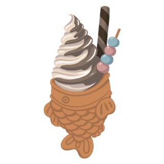 Delicious Tiramisu Taiyaki Ice Cream Sticker