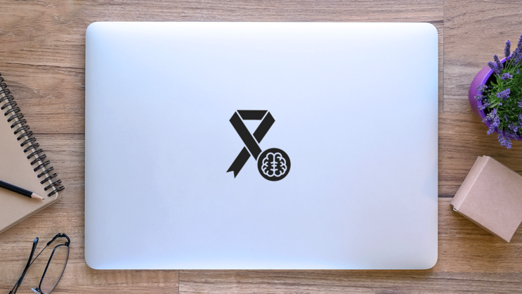 Dementia Awareness Icon Sticker on a Laptop (New) example