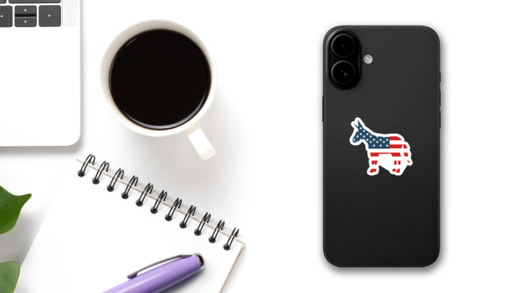 Democrat Party Isolated Icon Illustration Sticker on a Phone (New) example