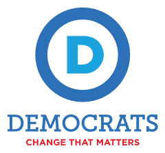 Democratic Party Logo With Slogan Tall Printed Color Sticker