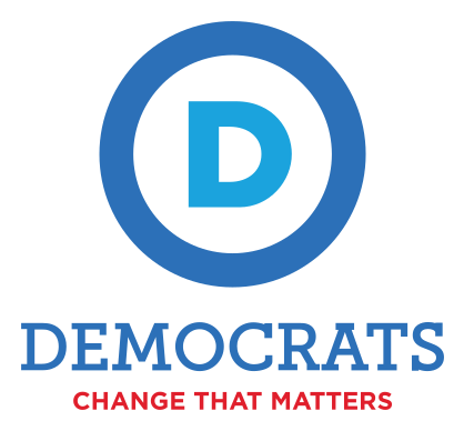 Democratic Party Logo With Slogan Tall Printed Color Sticker