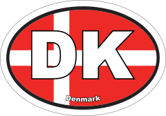Denmark Dk Flag Oval Sticker