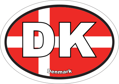 Denmark Dk Flag Oval Sticker