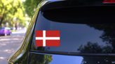 Denmark Flag Sticker on a Rear Car Window (New) example